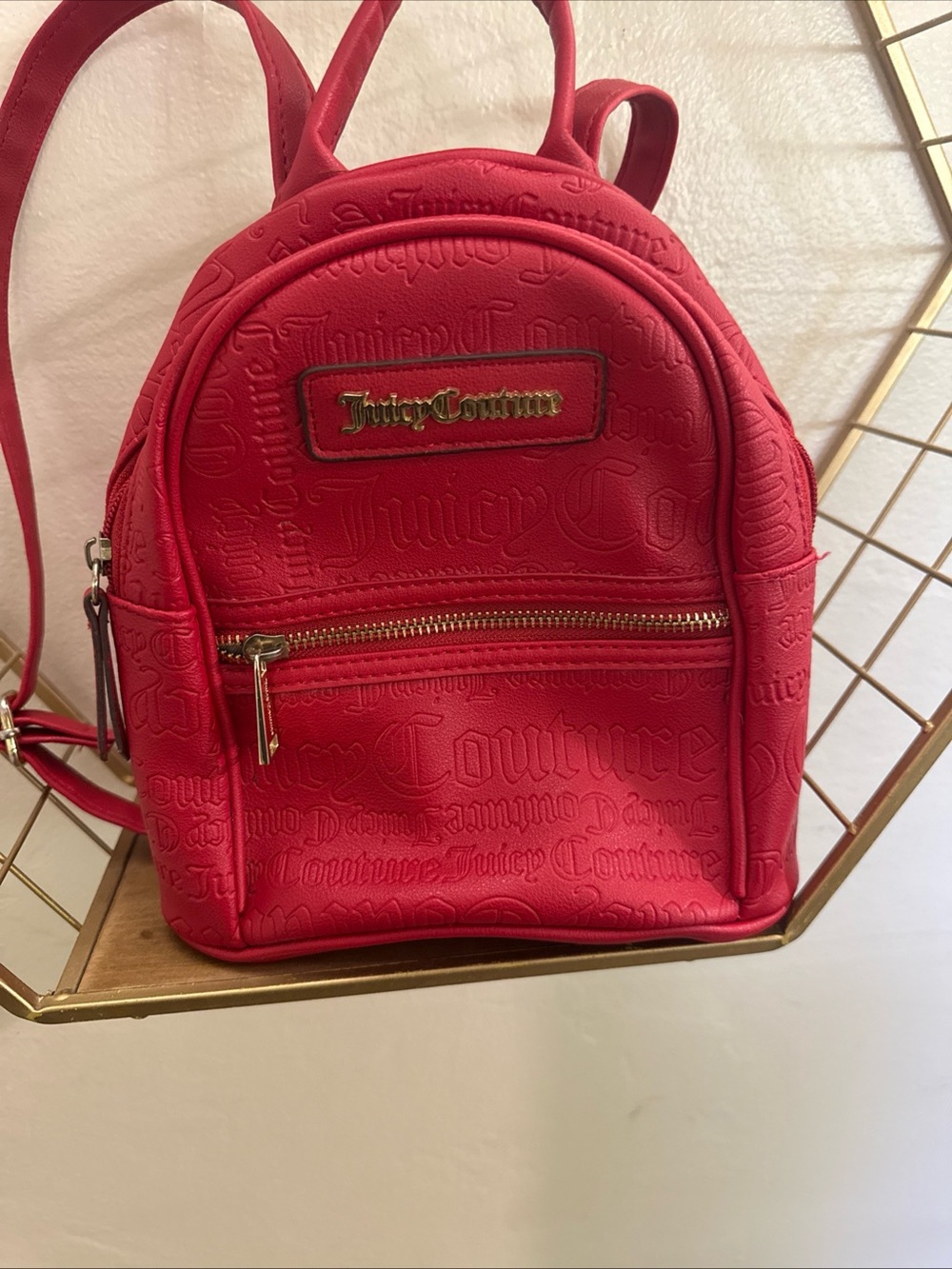 Juicy Couture Cherry Red Small Y2K Purse Mini Backpack Allover Logo